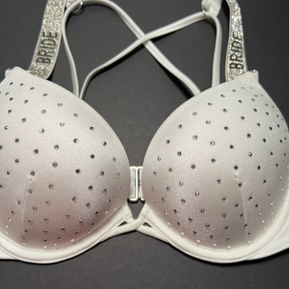 Victoria Secret 36A Bombshell Push Up Bikini Top Bride Shine Strap White - Picture 3 of 7